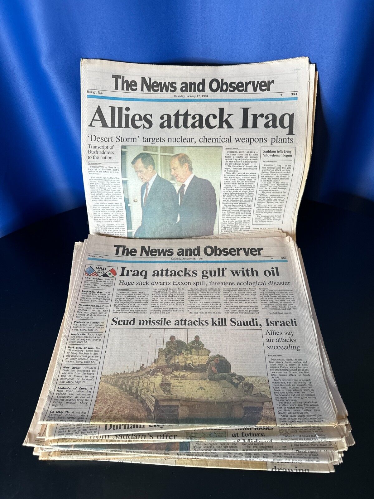 Iraq War 1991 Newspaper Bundle - Raleigh News and Observer - See description