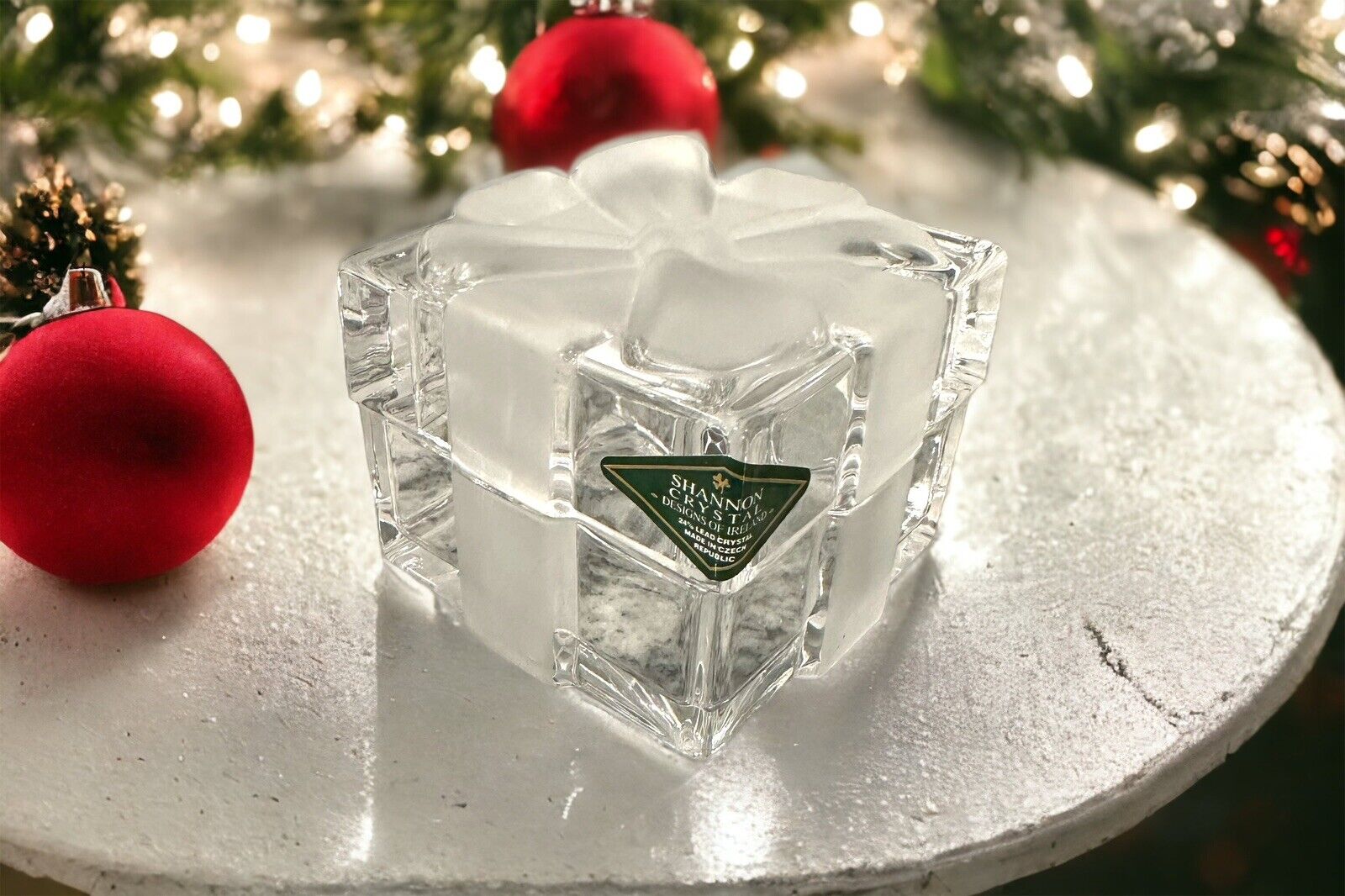 Shannon Crystal of Ireland Crystal Glass Frosted Ribbon Giftbox