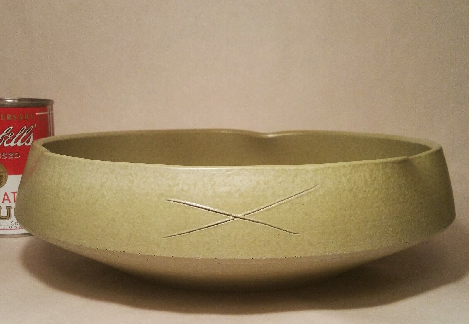 COMPETITION IKEBANA vtg japanese flower studio art pottery vase avocado green