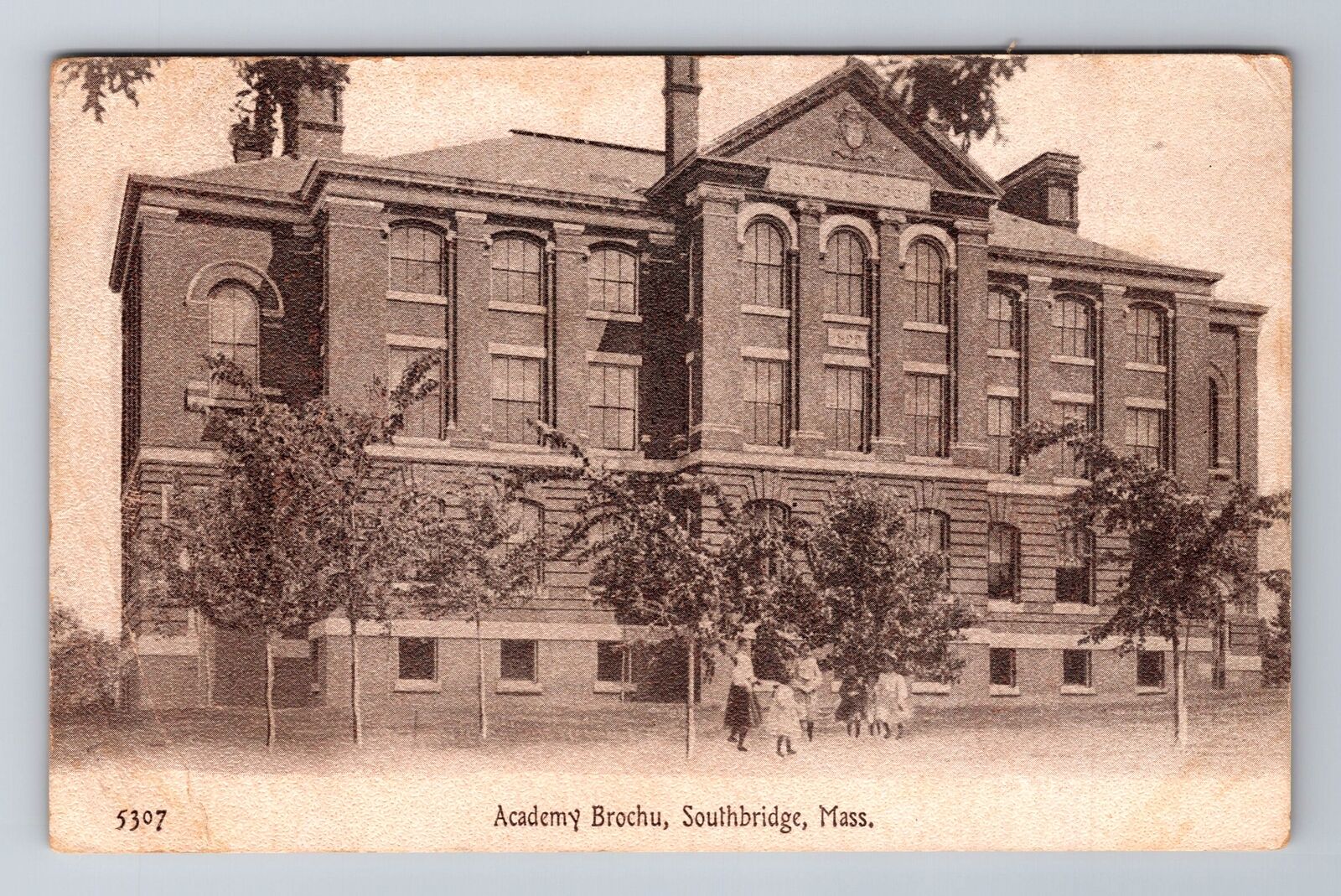 Southbridge MA-Massachusetts, Academy Brochu, Antique, Vintage c1911 Postcard