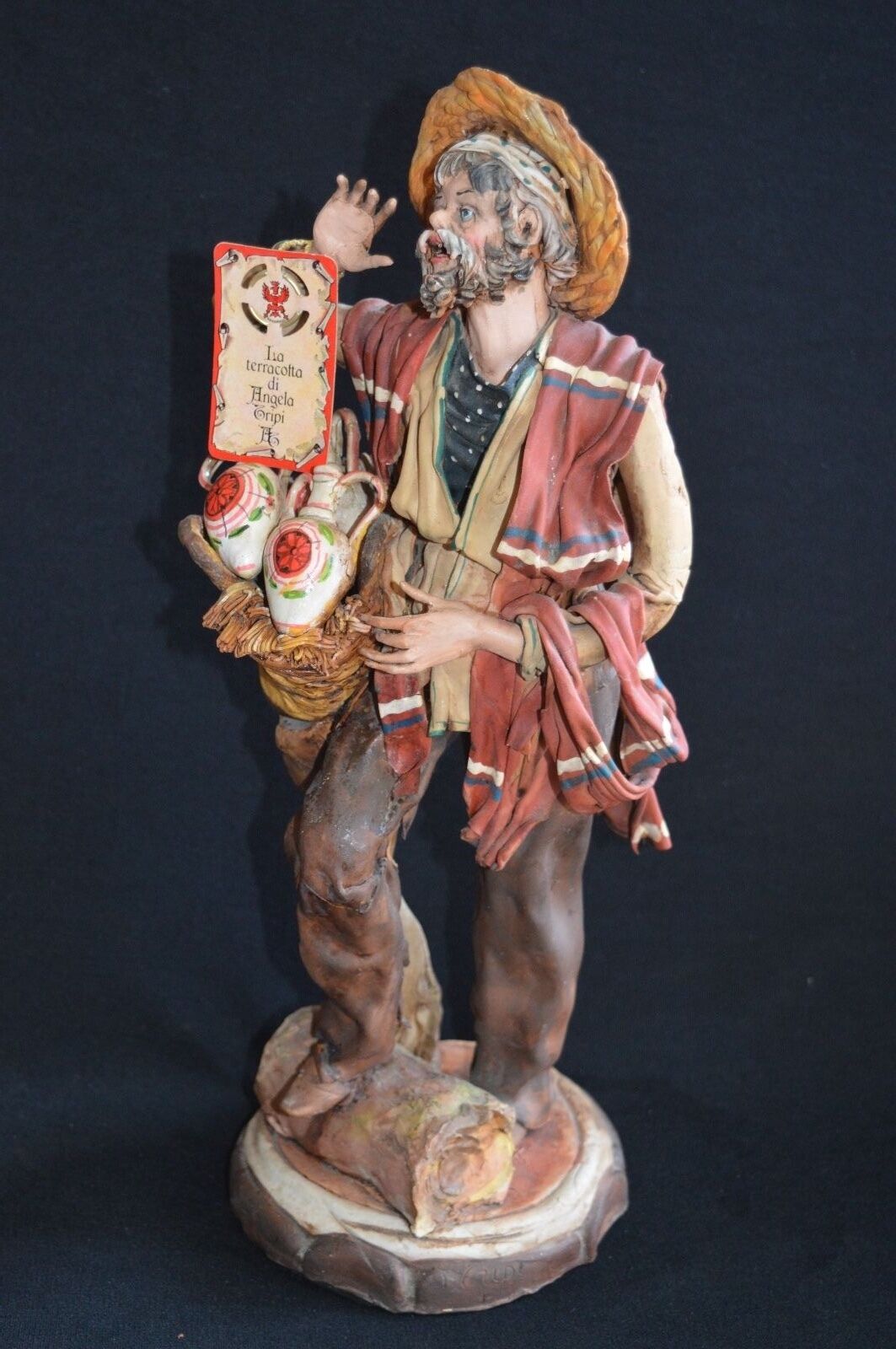 VTG Italy Angela Tripi ORIGINAL Fruit Seller Man Figurine Terracotta NOT Resin