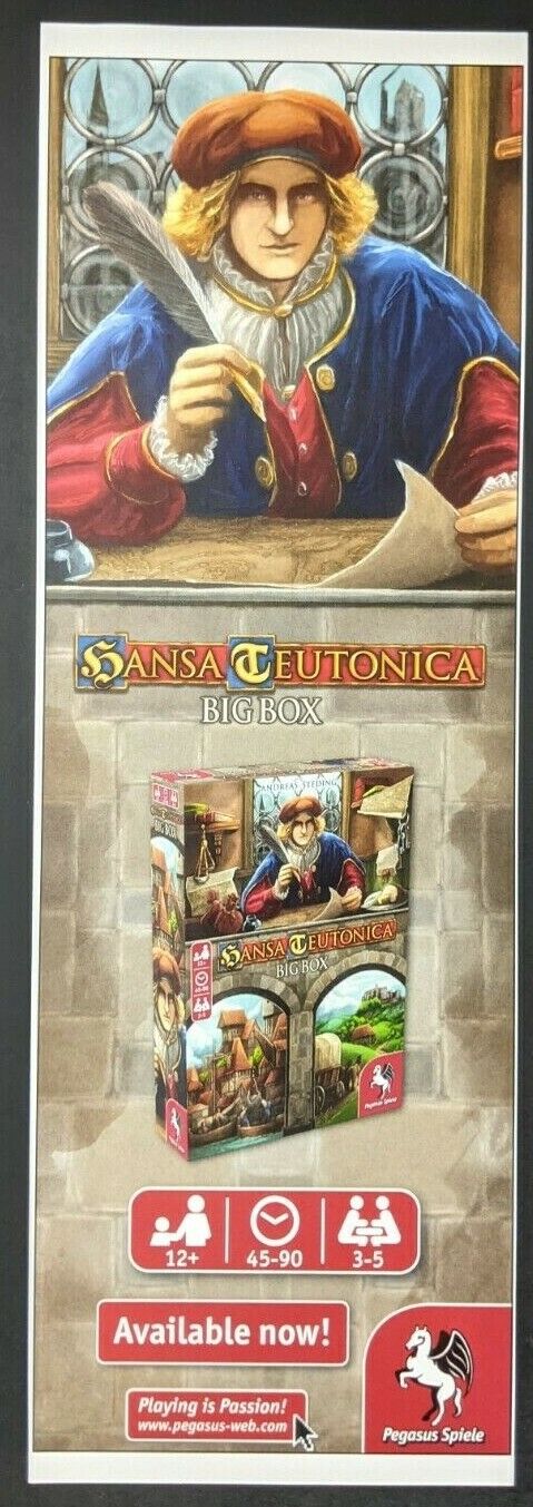 Hansa Teutonica Big Box Print Ad Game Poster Art PROMO Original Pegasus Spiele