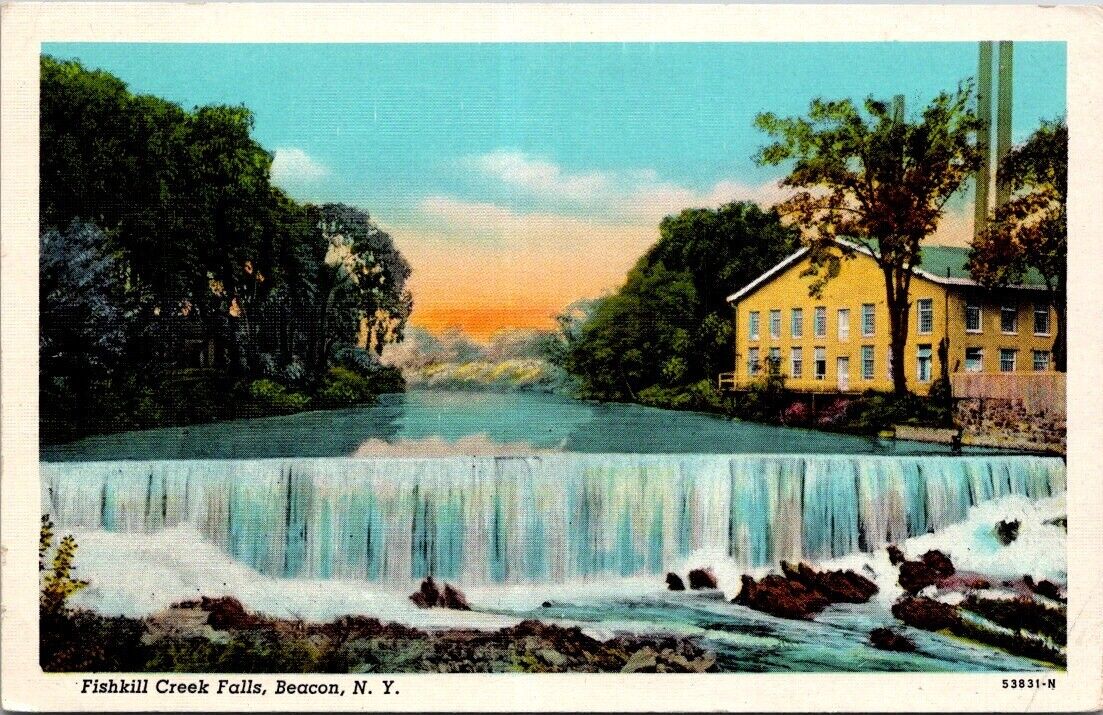 Beacon NY New York Fishkill Creek Falls White Border Vintage Postcard