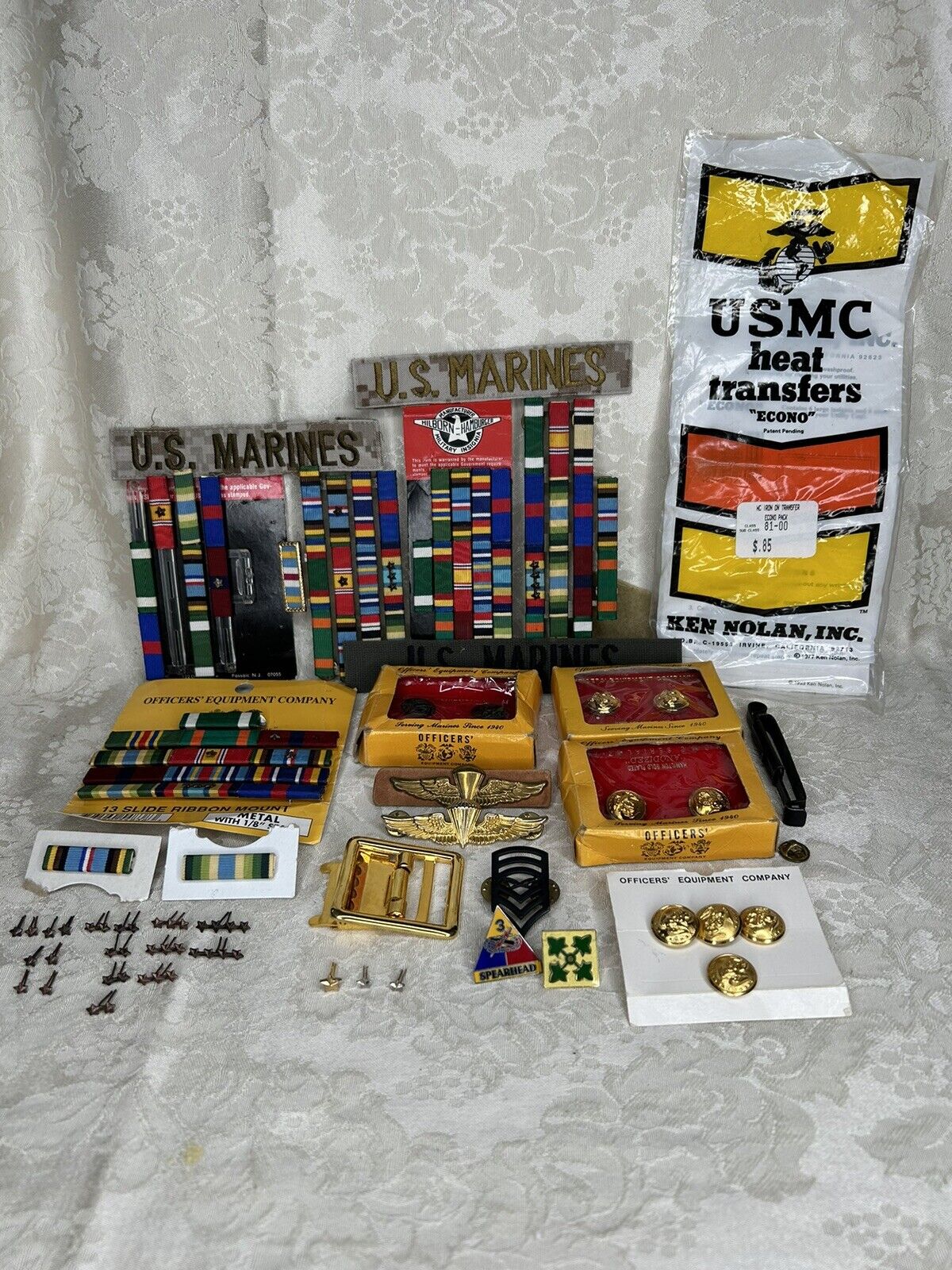 Lot of US Navy Marines ribbons Stars Pins Gold Plated LG Lot  Iraq Afghanistan