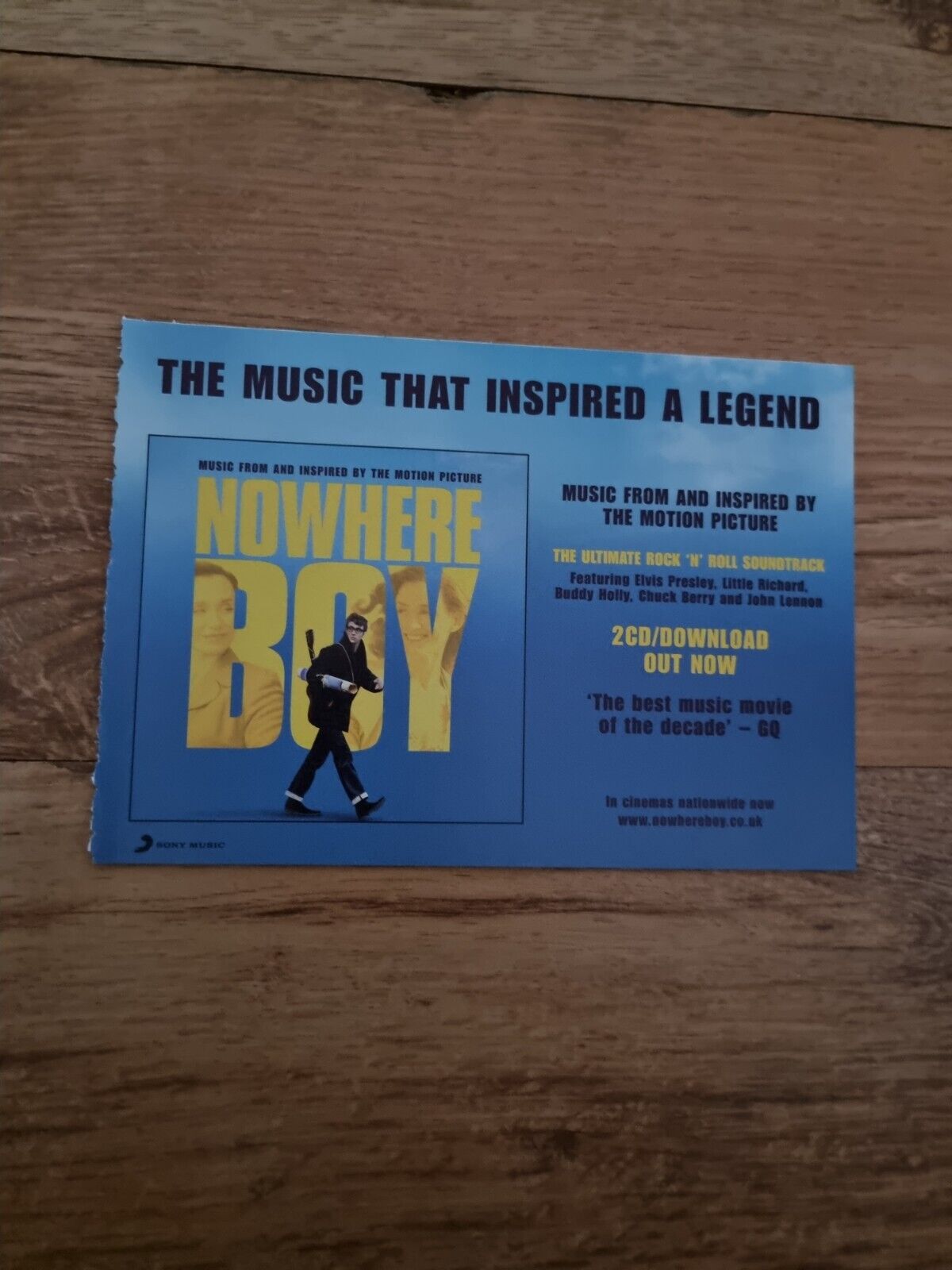 TNEWM71 ADVERT 5X8 NOWHERE BOY: MUSIC FROM THE MOTION PICTURE