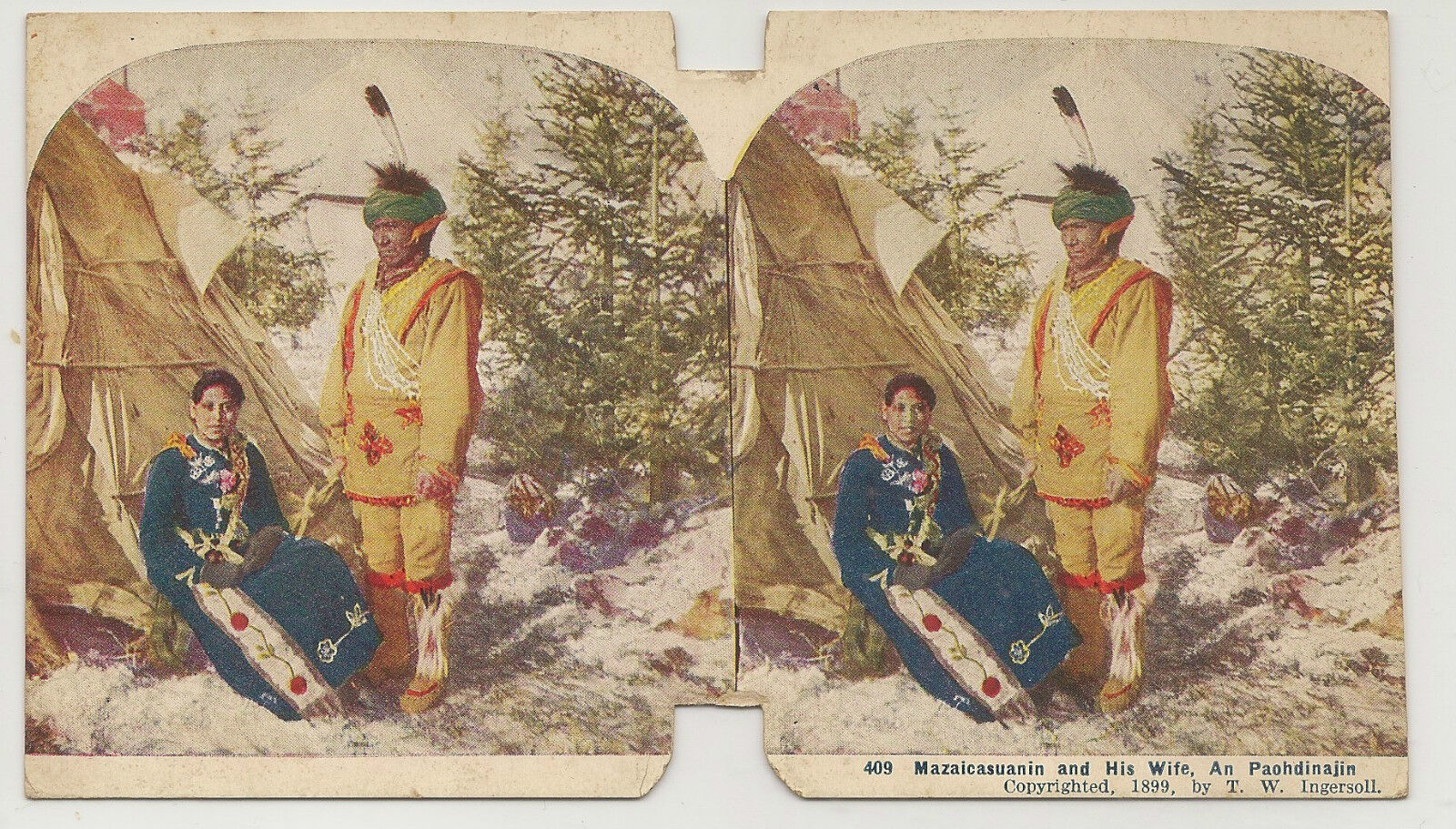 Mazaicasuanin & Wife,A Paohdinajin,VERY RARE Stereoview for Whiting Sculptoscope