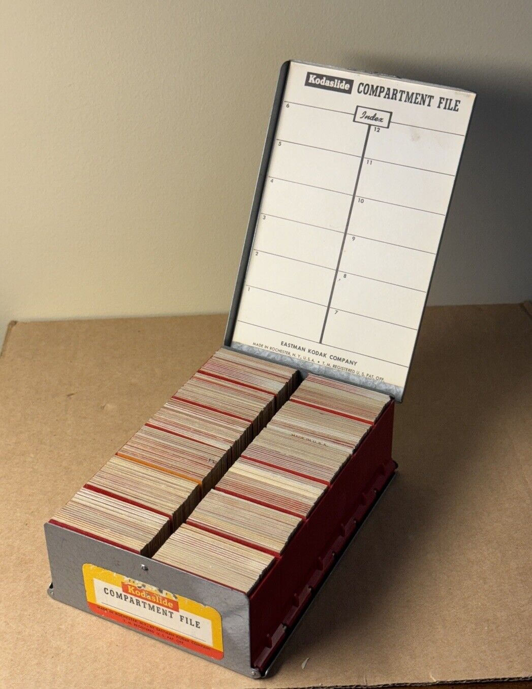 240 Slide Lot 1950s Red Border Kodachrome Slides In a Kodaslide Compartment File