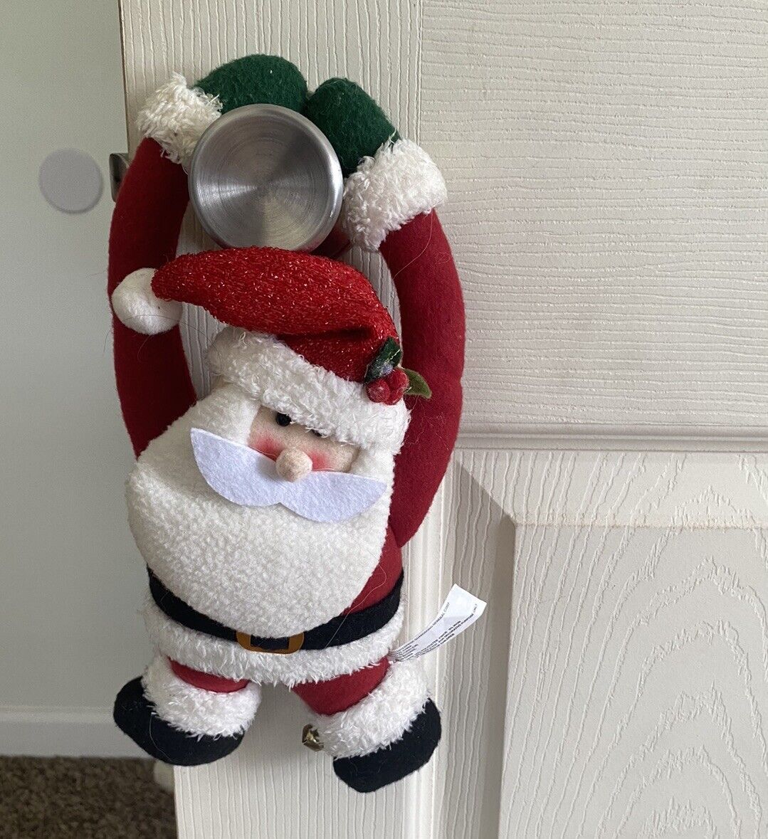 Vintage Vtg Felt Santa Hanging Door Handle Christmas Xmas Decoration