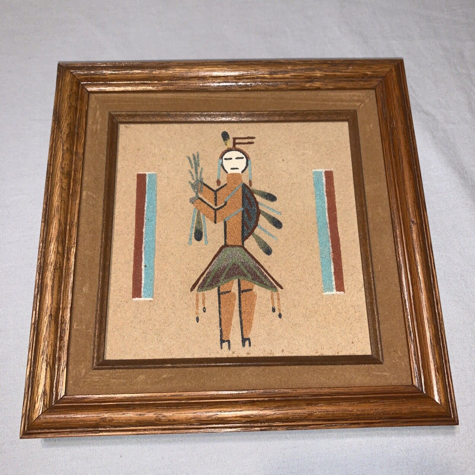 authentic navajo sand painting yazzi hunchback man  artist signed