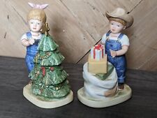 Vintage 1985 Homco Denim Days Christmas Collectibles, Set of 2, No. 5563 picture