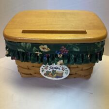 Longaberger 2003 4x6 Recipe Card Basket Woodcrafts Solid Maple Lid picture