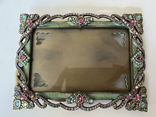Jay Strongwater Jeweled Pave Scroll Spade Crystal Frame Swarovski Pink Pastel  picture