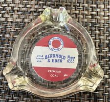 Vintage Small Glass Ashtray Advertising  Berghold And Eder Coal Lehigh,  Pa picture