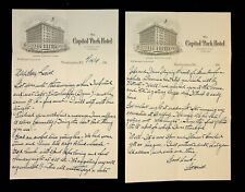 1918 Letter, Capitol Park Hotel Washington DC Letterhead, Lt. Merrill picture