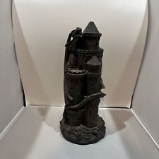 Smoking Castle Dragon Incense Burner Black-Tealight 12”x5” Tall picture