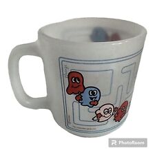 Vintage Glasbake Pac-Man Video Game Milk Glass Signed Cup Mug Midway Games picture