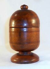 Antique Turned Walnut Wood Domed Lidded Primitive Form Saffron Box or Cup picture