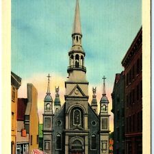 c1930s Montreal Canada L'Eglise Bonsecours Church Linen Photo Postcard A2 picture