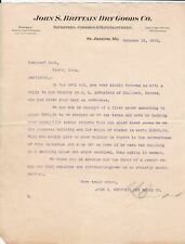 U.S. John S. Brittain Dry Goods Co. St Joseph 1905 Importers Letter Ref 42215 picture