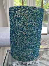 Rare MCM Melted Popcorn Confetti Plastic Waste Basket Bin Trash Blue Green 12” picture