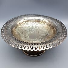 Ornate Silverplate Footed Bowl Pierced Openwork 7.25