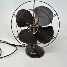 Vintage Westinghouse Fan Metal Oscillating 1940’s Shield Badge Rare 10” WORKS picture