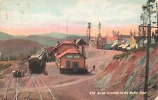 Postcard CO Arrow Train Station Depot Railroad Tracks Moffat Road Route Denver picture