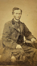 ANTIQUE CDV PHOTO SEATED MAN CIVIL WAR 2 CENT STAMP  1861-1865 TROY NY GOOD picture