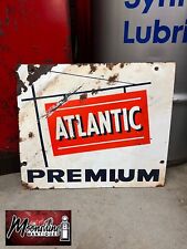 1950’s ATLANTIC PREMIUM Porcelain Gas Pump Plate Sign - Gas & Oil picture