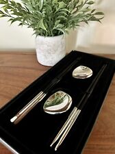 VINTAGE JAPANESE SILVER PLATED CHOPSTICKS WITH RESTS STAMPED HEAVY  picture
