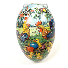 Large Vintage Paper Mache Easter Egg Candy Container 7