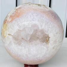 Natural Cherry Blossom Agate Sphere Quartz Crystal Ball Healing 3420G picture