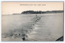 c1940's View Of Breakwater At High Tide Lubec Maine ME Unposted Vintage Postcard picture