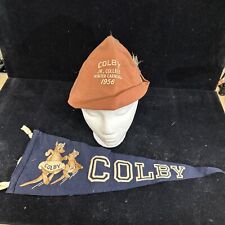 Colby Junior College New London, NH 1956 Felt Pennant & Hat Womens College DGW picture