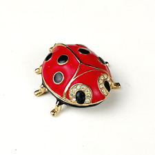 Monet Lady Bug Collectible Enamel Jewelry Trinket Pill Ring Box - Signed picture