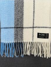 Sir John’s Norwegian 100% Pure New Wool Blanket In Cream And Blue Tones picture