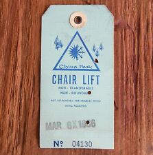 CHINA PEAK CA 1960s Ski Lift Ticket Resort Souvenir Travel Vtg 1966 #04130 picture