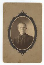 Antique c1890s Cabinet Card Beautiful Young Woman Black Dress Kansas City, KS picture