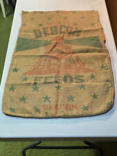 Antique/Vintage Beacon Feeds very large Burlap Bag Sack (lighthouse & stars) picture