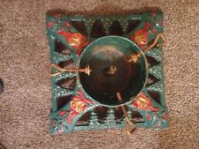 Vintage Innova Green Christmas Tree Stand Cast Iron Gold Bells Red Bows Sturdy picture
