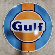 GULF 30 INCHES ROUND ENAMEL SIGN picture