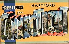 Hartford Conneticut Large Letter Greetings Postcard 1940 picture