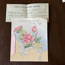 1948 HAPPY BIRTHDAY TO WIFE GREETINGS CARD WITH CHECK BUZZA CARDOZO HOLLYWOOD picture