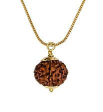 Rudraksha Original 7 Mukhi Pendant Necklace for Women Men with Velvet Pouch Gold picture