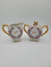 Norcrest Mother Sugar & Creamer Roses W/ Gold Trim  picture