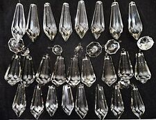 Lot of 25 Vintage Faceted Chandelier Cut Crystal Drop Prisms  2 1/4-2 1/2