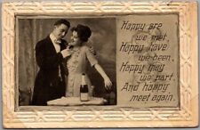 Romance Greetings Postcard Couple / Champagne 