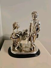 SAGNI Silver Piano Player Sculpture Metal Girl & Boy Italy Signed Vintage 1986 picture