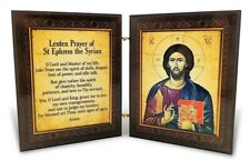 Orthodox Icon Diptych Christ and St Ephrem w/ Lenten Prayer, Large 7