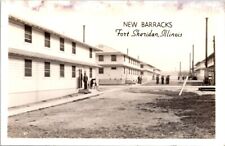 RPPC WWII Fort Sheridan IL Army New Barracks c1940s photo Grogan postcard NQ11 picture
